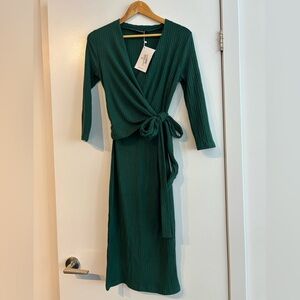Elegant Green Wrap Dress